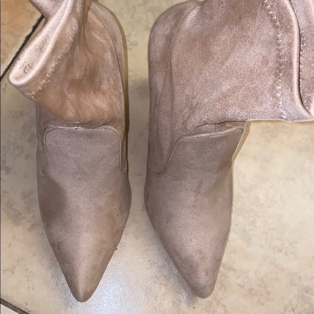 Nude Gold Bootie Heels